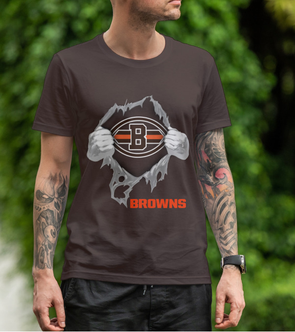 Browns 08 Football Jersey Hands Peeling Effect With B T-Shirt