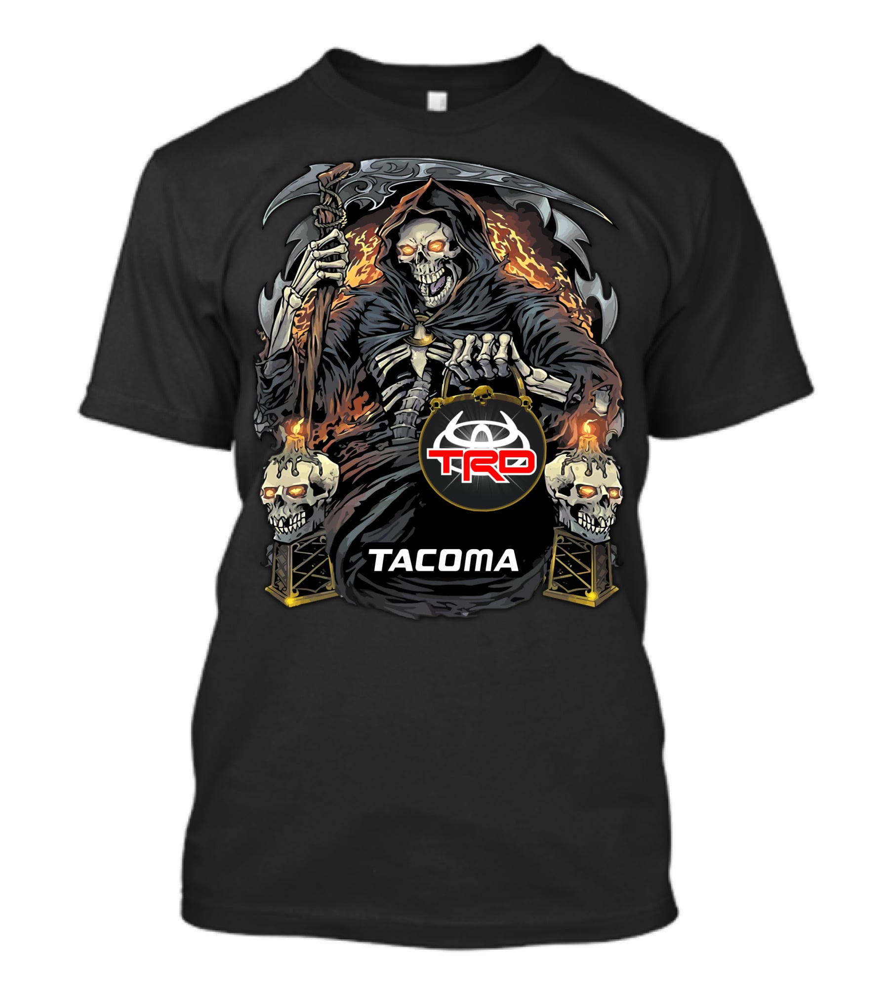Tacoma Trd Grim Reaper With Flaming Skull And Scythe T-Shirt