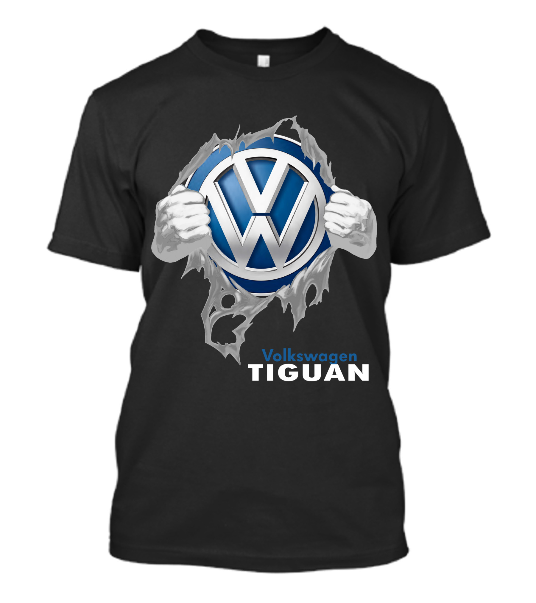 Volkswagen Tiguan 04 Logo Torn Metal Effect T-Shirt