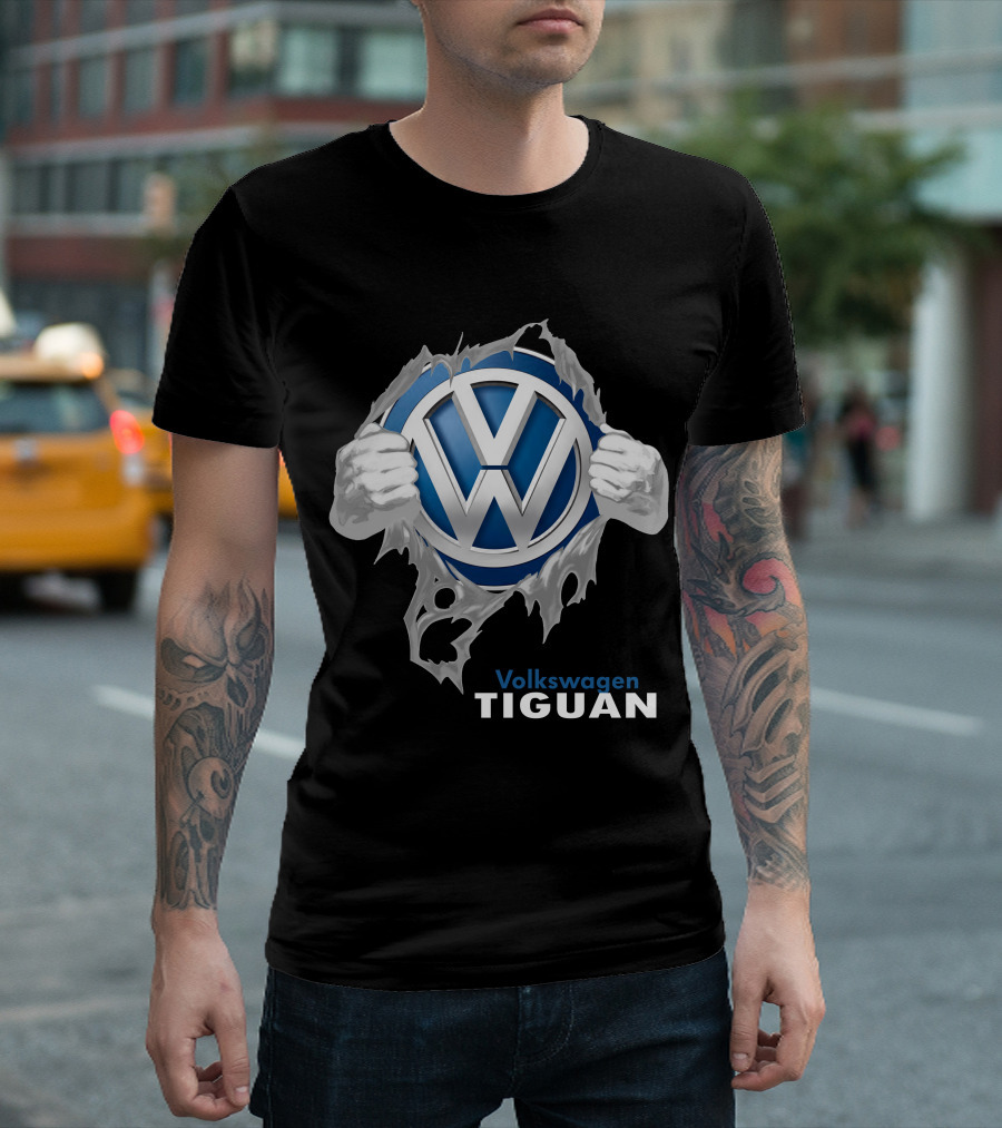 Volkswagen Tiguan 04 Logo Torn Metal Effect T-Shirt