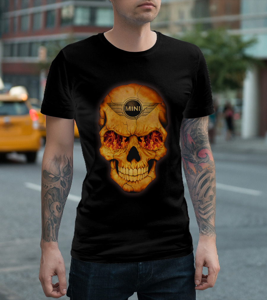 Flaming Skull Mini Logo Eyed T-Shirt