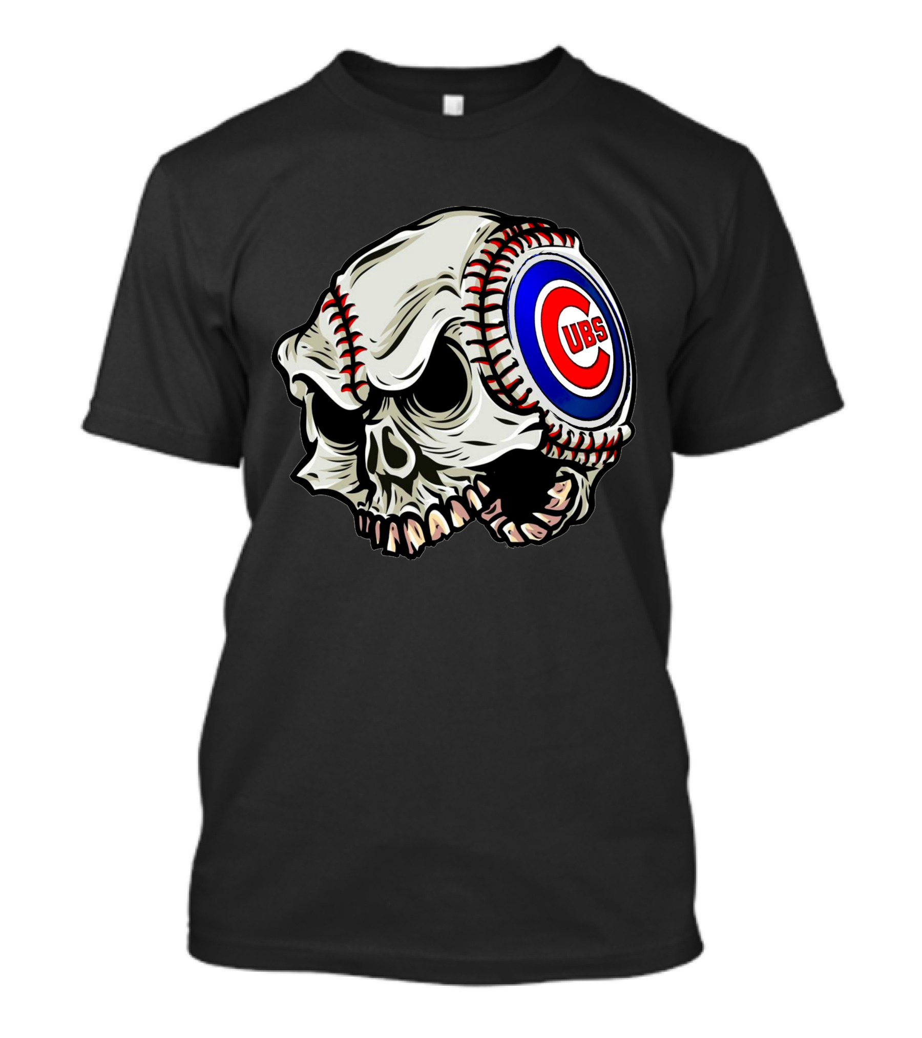 Cubs Baseball Skull T-Shirt