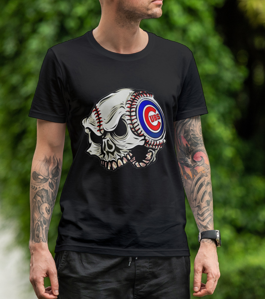 Cubs Baseball Skull T-Shirt