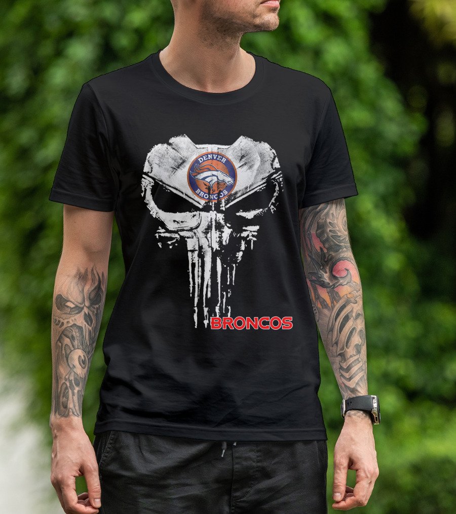 Denver Broncos Skull Logo Broncos T-Shirt