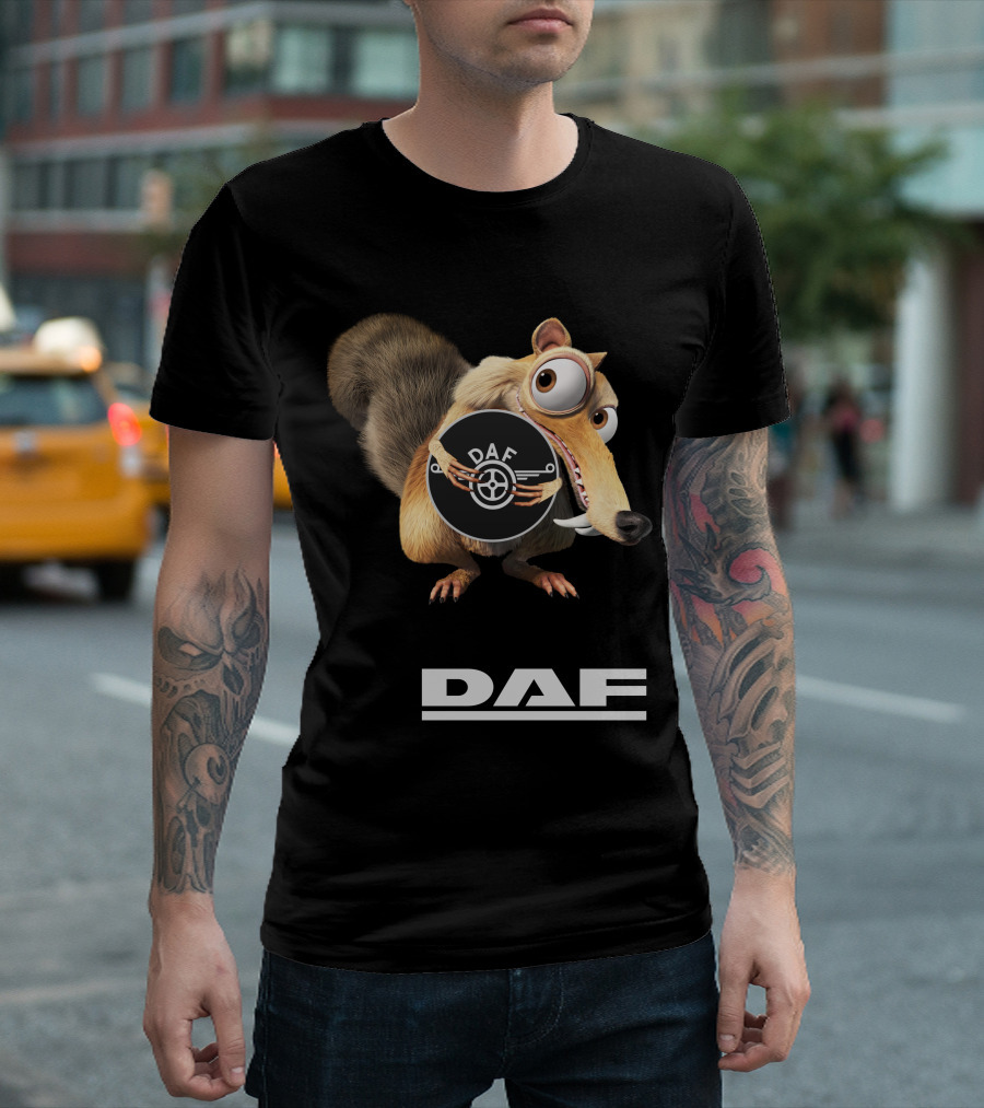 Daf Logo With Ice Age Scrat Character T-Shirt