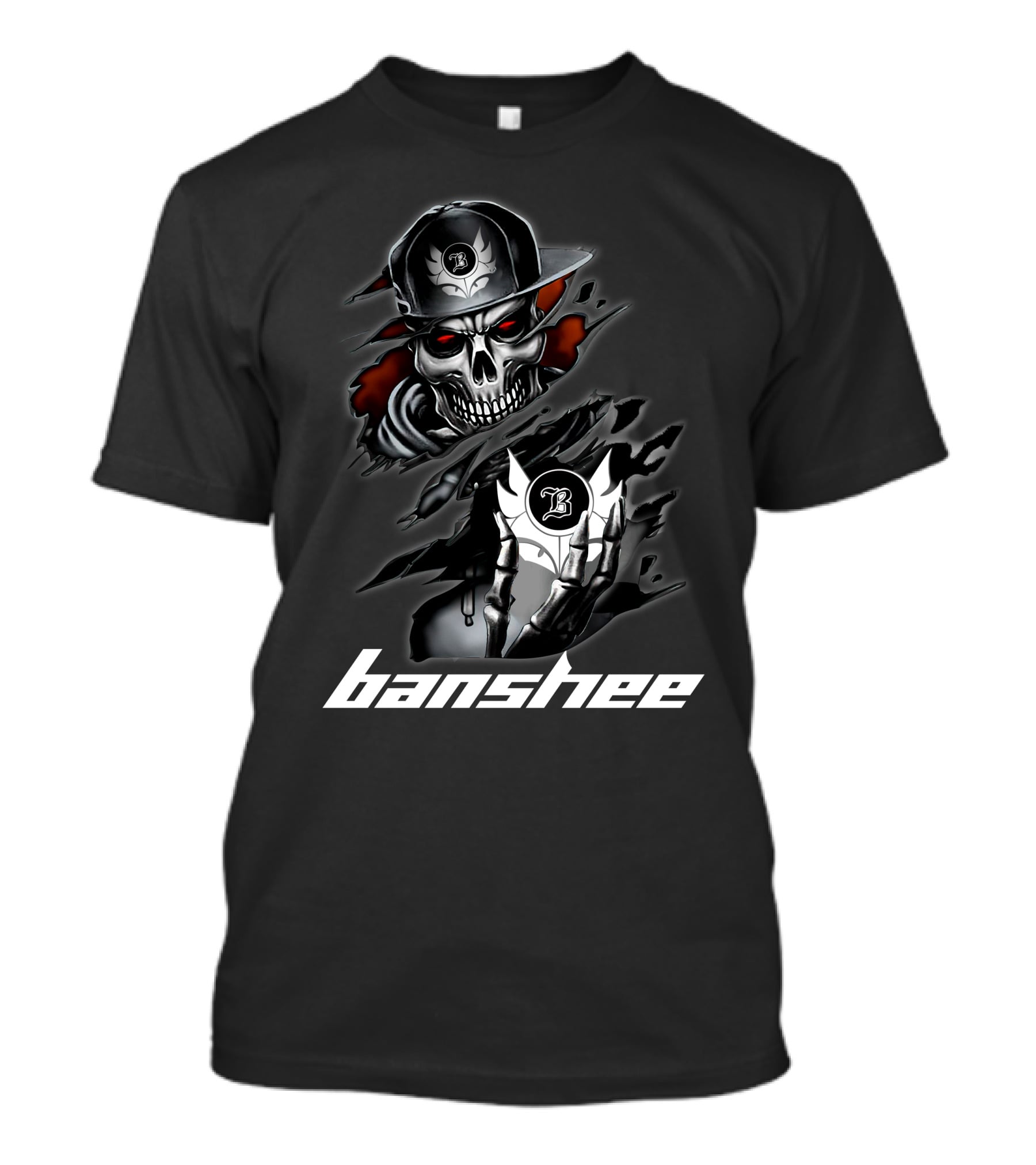 Banshee Skull With Hat And Letter B Motif T-Shirt