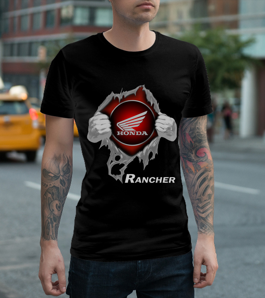 Honda Rancher Motorcycle Logo With Ripping Effect T-Shirt