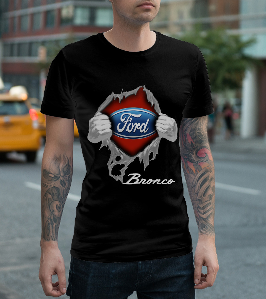 Bronco Ford Emblem Superhero Reveal T-Shirt