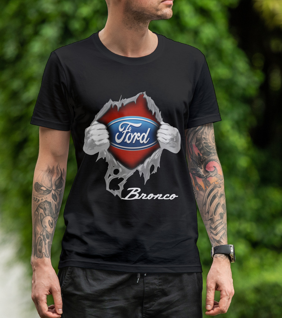 Bronco Ford Emblem Superhero Reveal T-Shirt