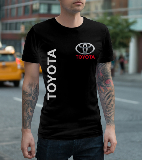Toyota Logo With White Text Vertical Alignment T-Shirt