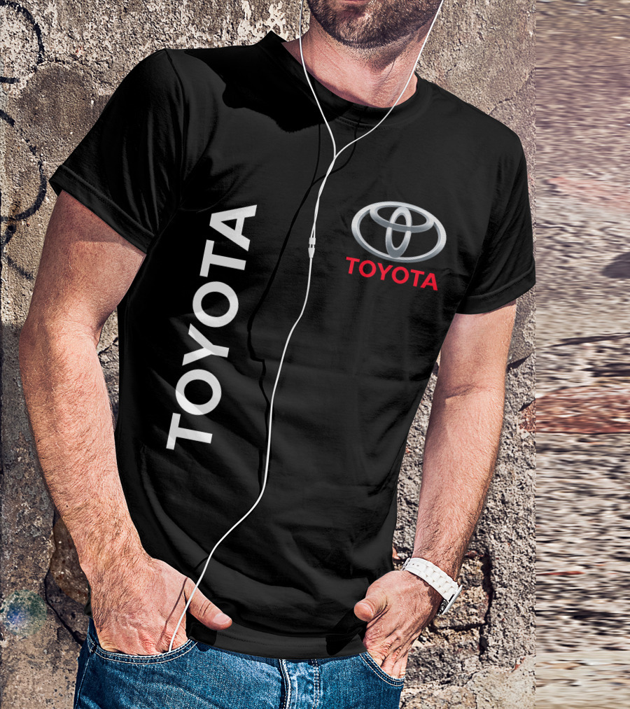 Toyota Logo With White Text Vertical Alignment T-Shirt