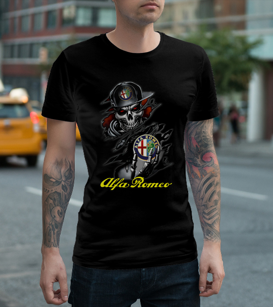 Alfa Romeo Skull In Hat T-Shirt