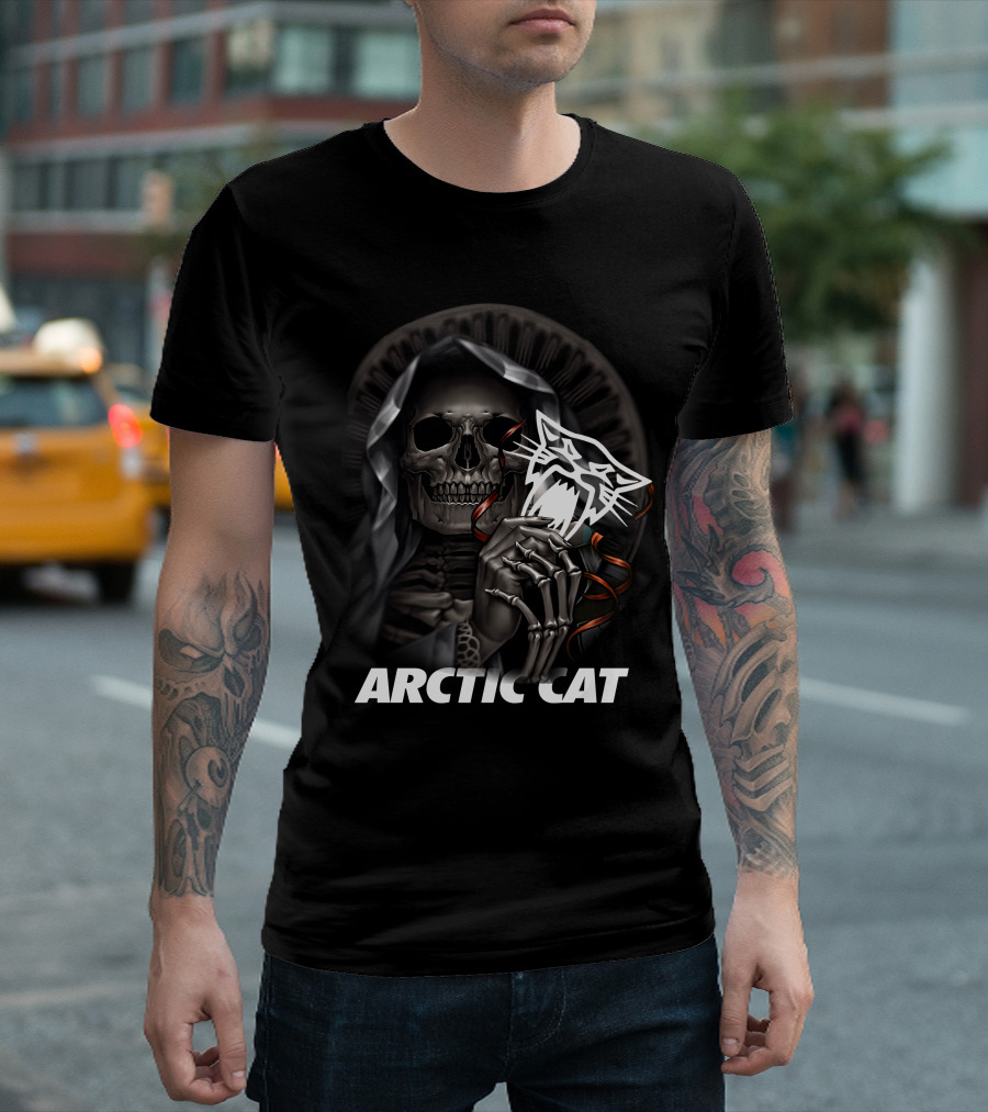 Arctic Cat Skeleton Reaper With Hood T-Shirt