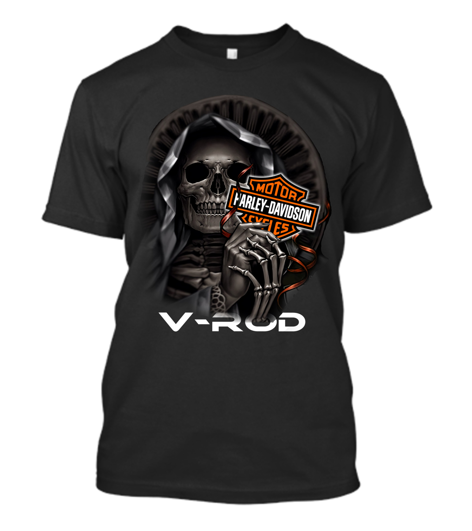 Harley Davidson Vrod Skeleton With Motorcycle T-Shirt