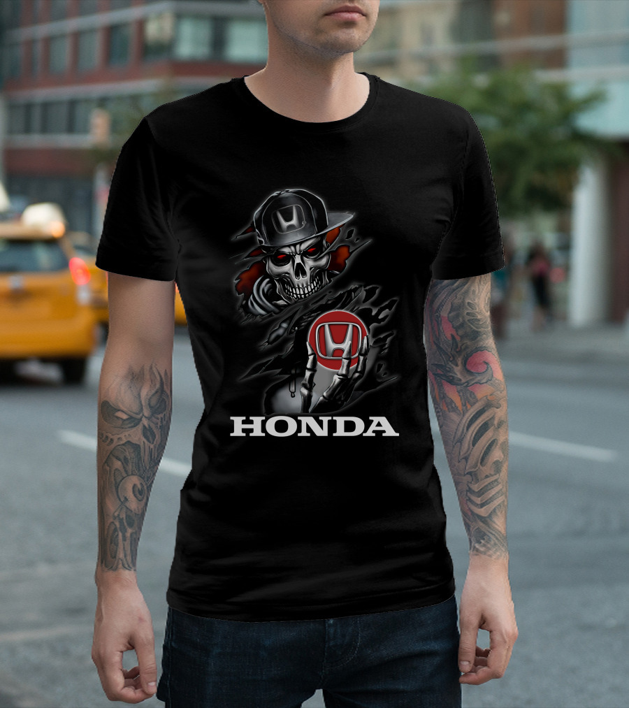 Honda Skull Logo Red Eyes Skeleton T-Shirt