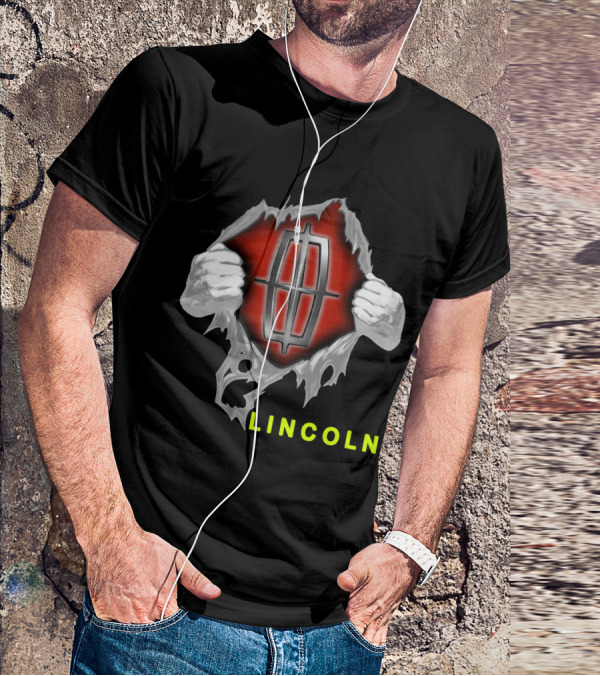 Lincoln Logo With Torn Metal Effect And Hands T-Shirt