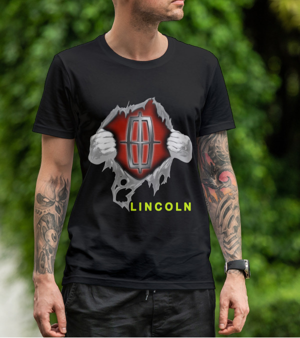 Lincoln Logo With Torn Metal Effect And Hands T-Shirt