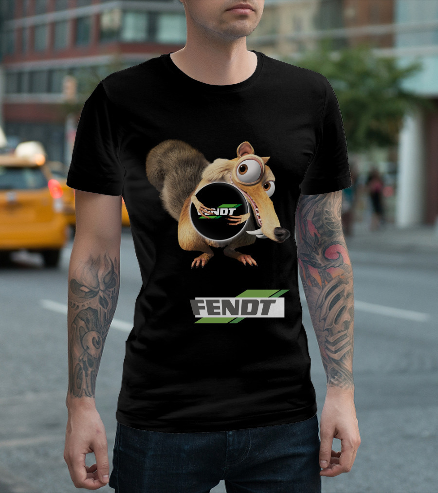 Fendt Tractor Logo With Ice Age Scrat Holding Acorn T-Shirt