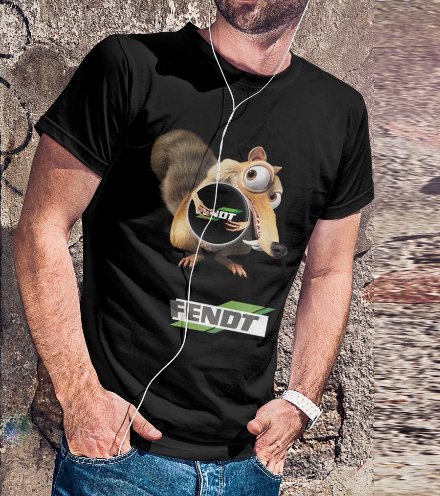 Fendt Tractor Logo With Ice Age Scrat Holding Acorn T-Shirt