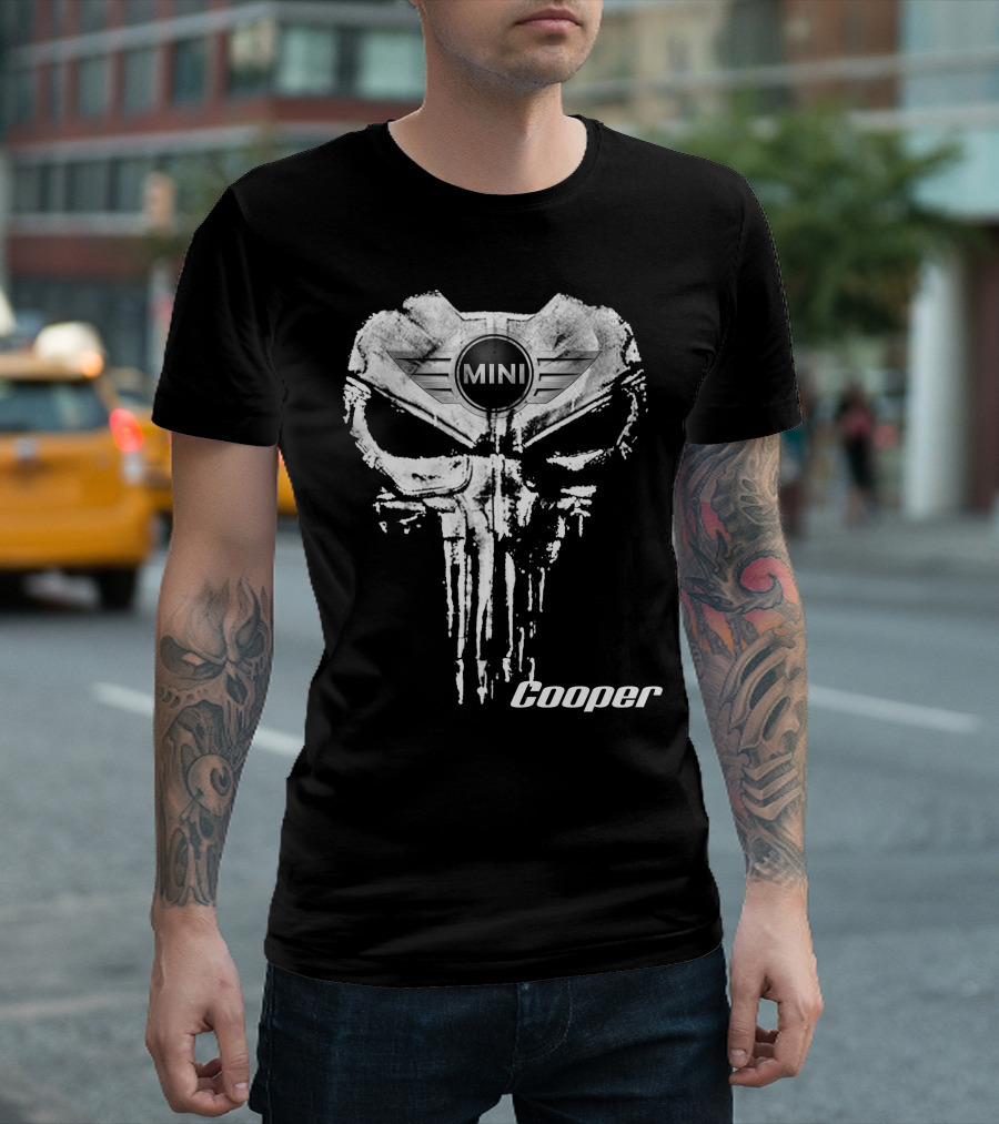 Mini Cooper 14 Grunge Skull T-Shirt