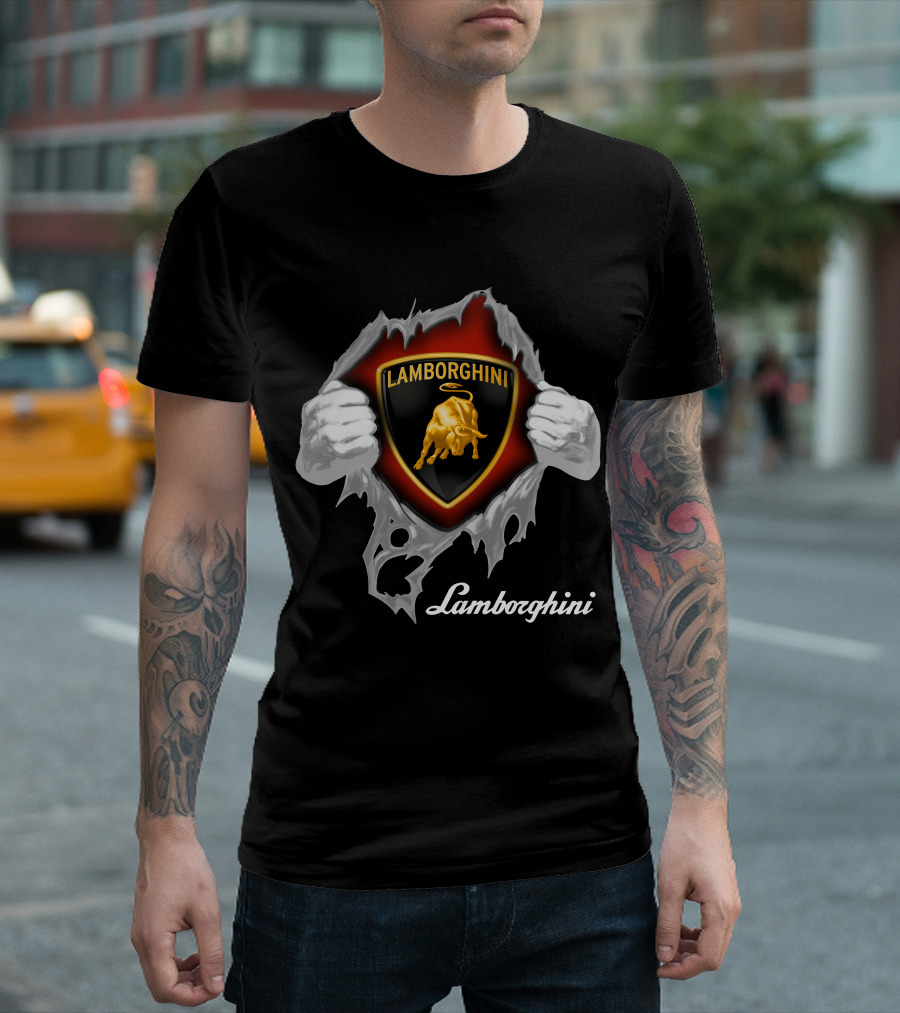 Lamborghini Bull Logo With Torn Effect And Hands T-Shirt
