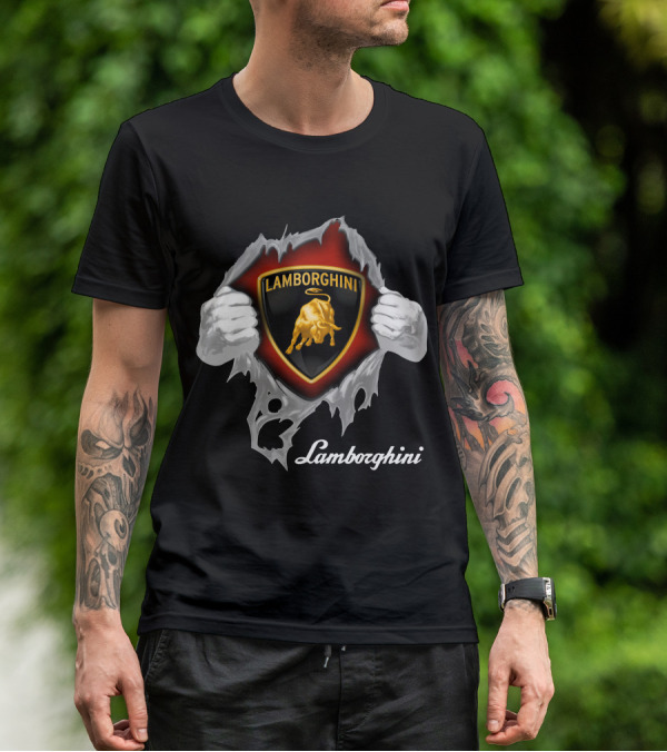 Lamborghini Bull Logo With Torn Effect And Hands T-Shirt