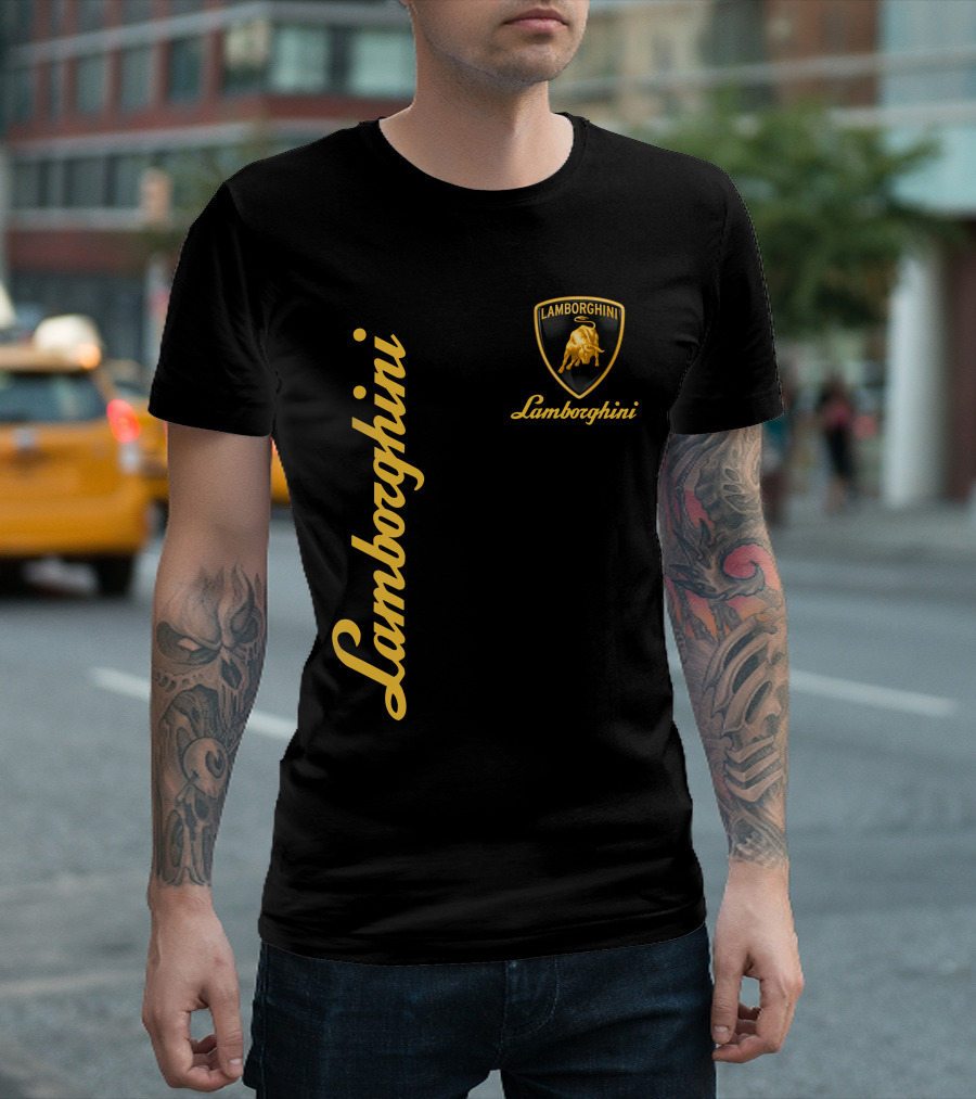 Lamborghini Bull Logo Black And Gold T-Shirt