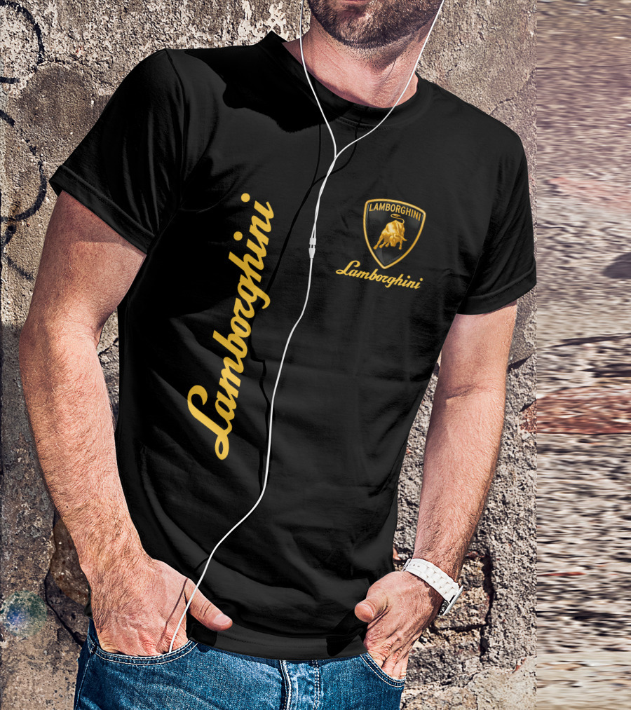 Lamborghini Bull Logo Black And Gold T-Shirt