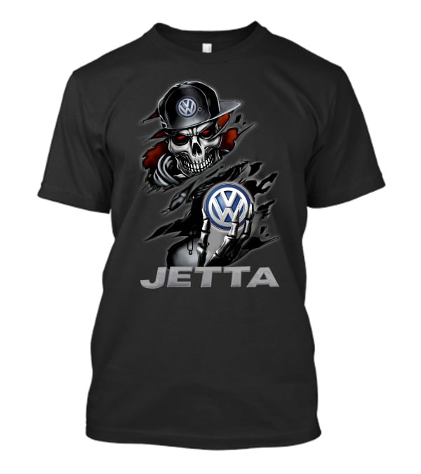 Volkswagen Jetta Skull With Logo Hat And Red Eyes T-Shirt