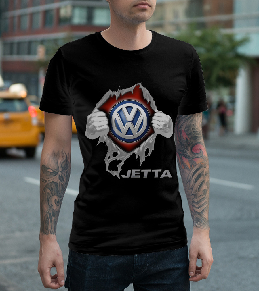 Volkswagen Jetta Vw Emblem Design With Ripped Metallic Edge T-Shirt