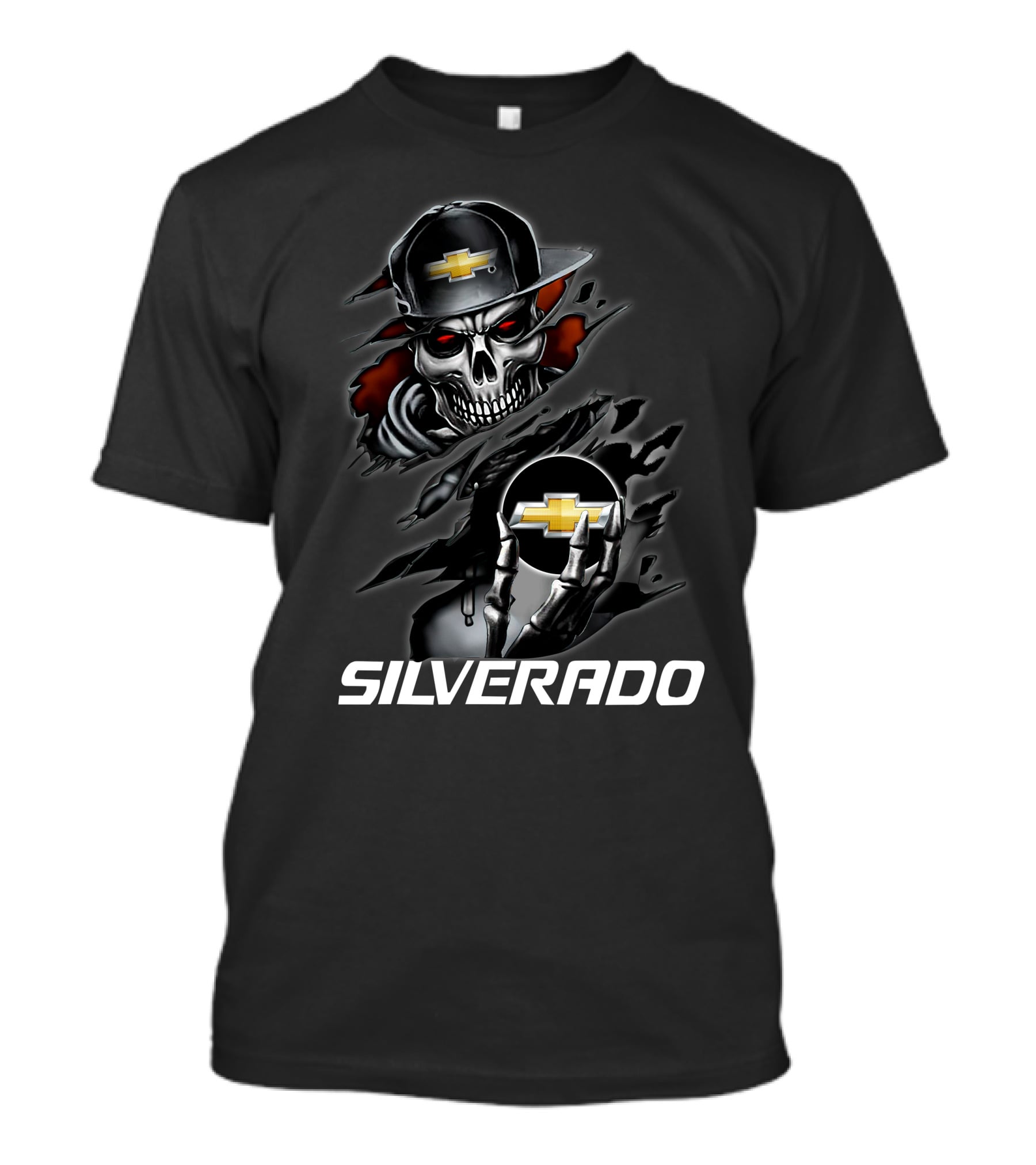Silverado Skull With Chevrolet Logo Hat T-Shirt