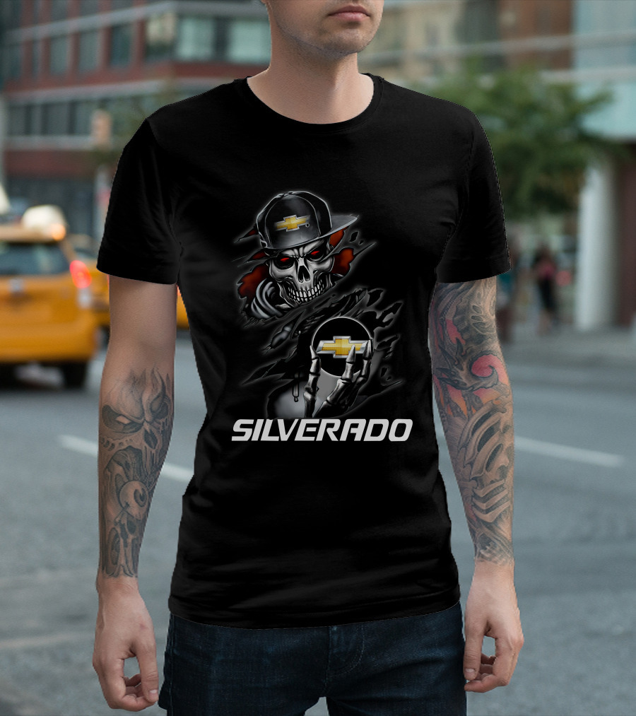 Silverado Skull With Chevrolet Logo Hat T-Shirt