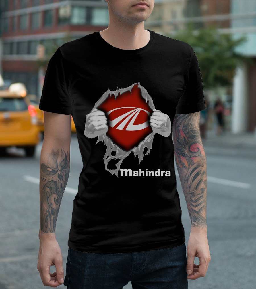 Mahindra Logo With Torn T-Shirt