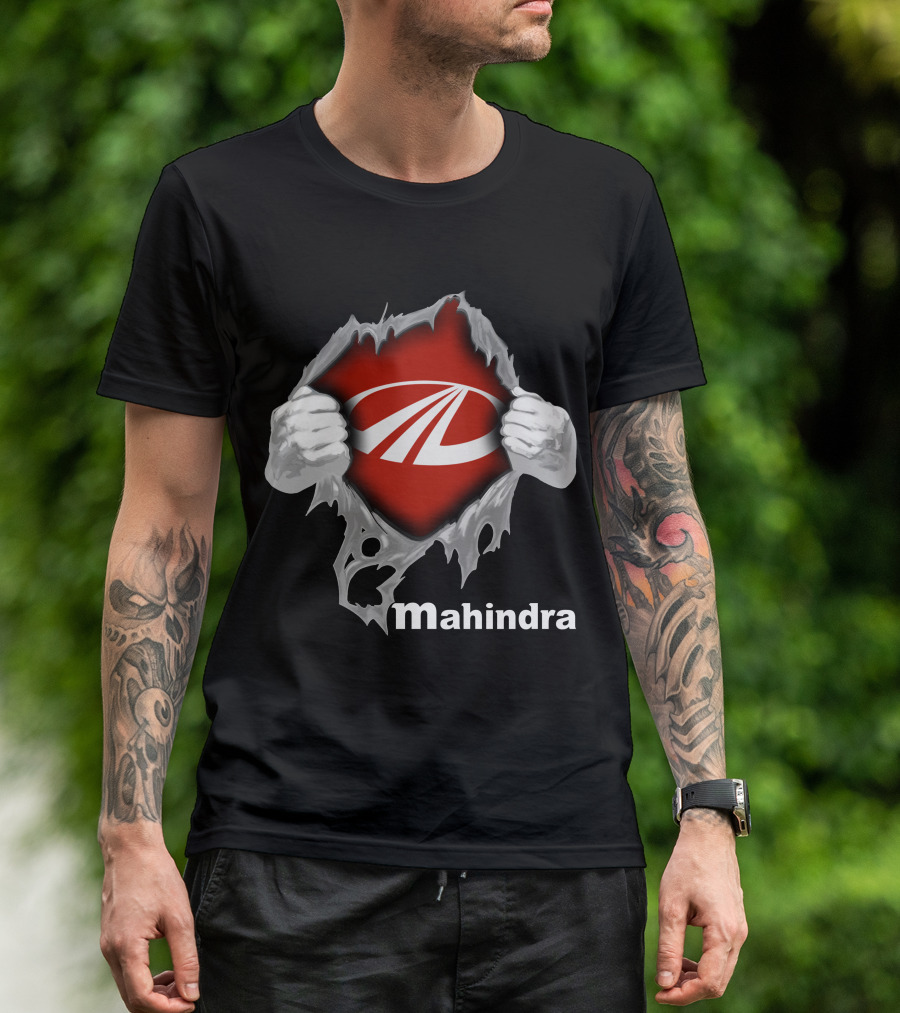 Mahindra Logo With Torn T-Shirt