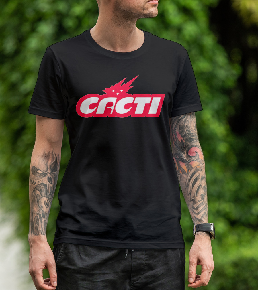 Cacti Merch Logo Red White Starburst T-Shirt