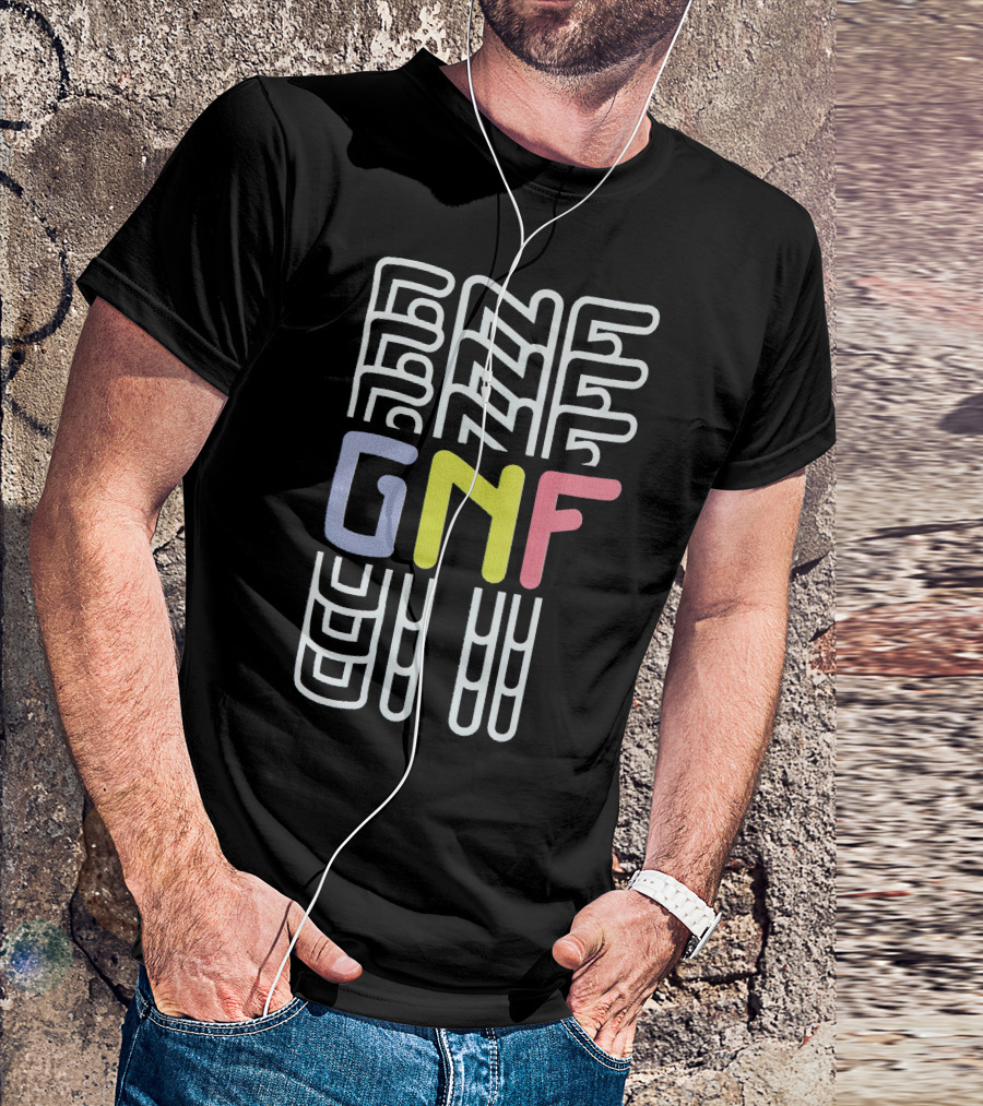 GNF Multicolor Block Letters With Abstract Vertical Lines T-Shirt