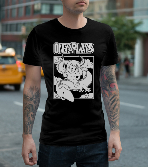 OneyPlays Cartoon Character Riding A Dragon With Spear T-Shirt