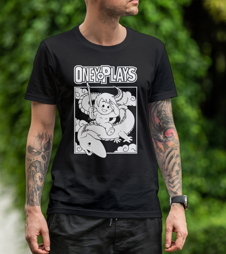 OneyPlays Cartoon Character Riding A Dragon With Spear T-Shirt