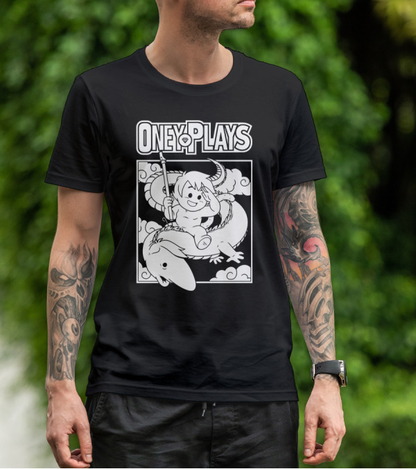 OneyPlays Cartoon Character Riding A Dragon With Spear T-Shirt