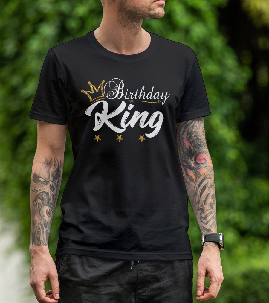 Birthday King Gold Crown With Stars And Arrow T-Shirt