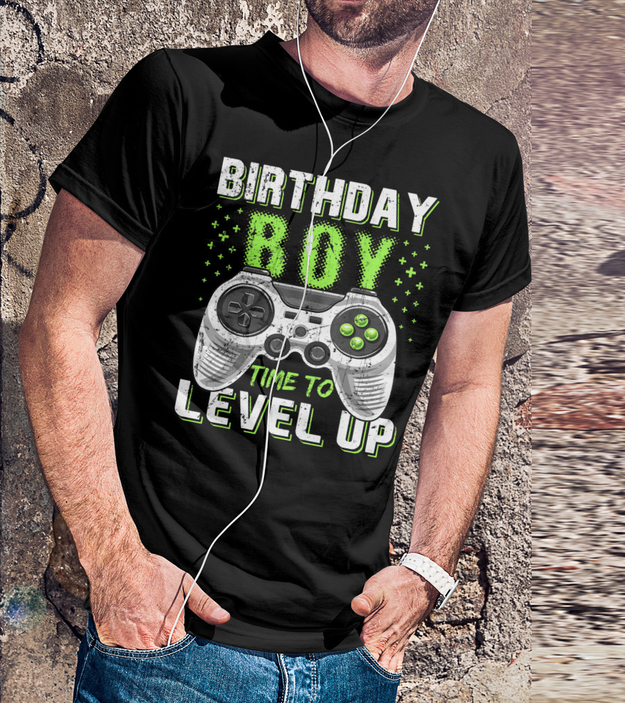 Birthday Boy Time To Level Up Video Game Controller Birthday T-Shirt