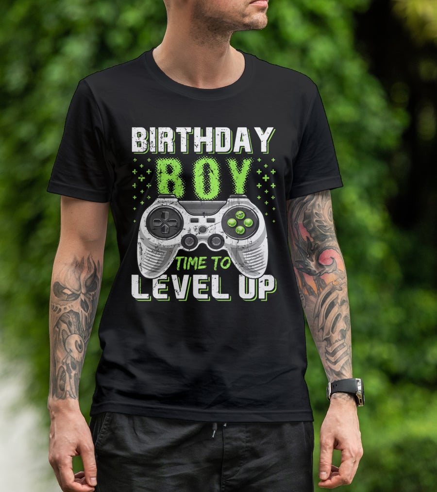 Birthday Boy Time To Level Up Video Game Controller Birthday T-Shirt