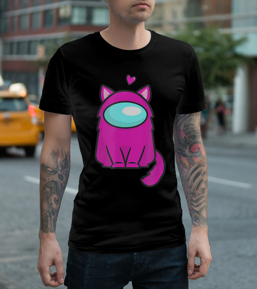 Cute Cat Astronaut Among Us Nerdy Girl Gamer T-Shirt