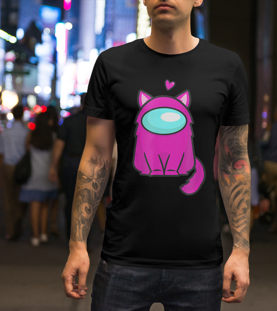 Cute Cat Astronaut Among Us Nerdy Girl Gamer T-Shirt