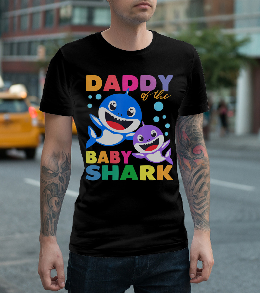 Daddy Of The Baby Shark Birthday Boy Girl Kids Daddy Shark T-Shirt