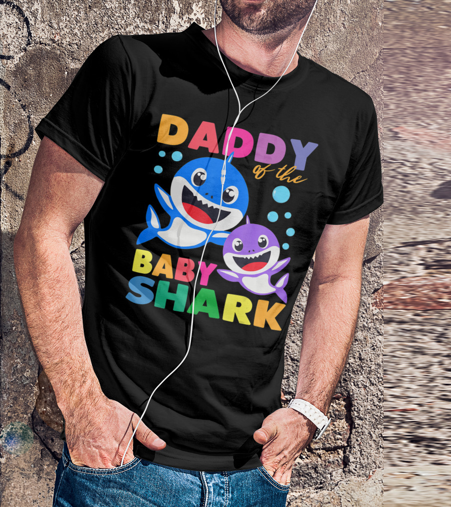 Daddy Of The Baby Shark Birthday Boy Girl Kids Daddy Shark T-Shirt