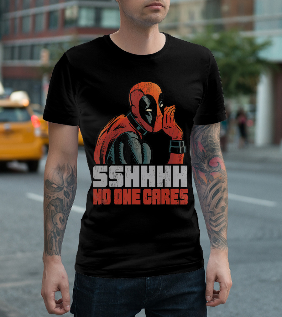 Marvel Deadpool Sshhhh No One Cares Whisper T-Shirt