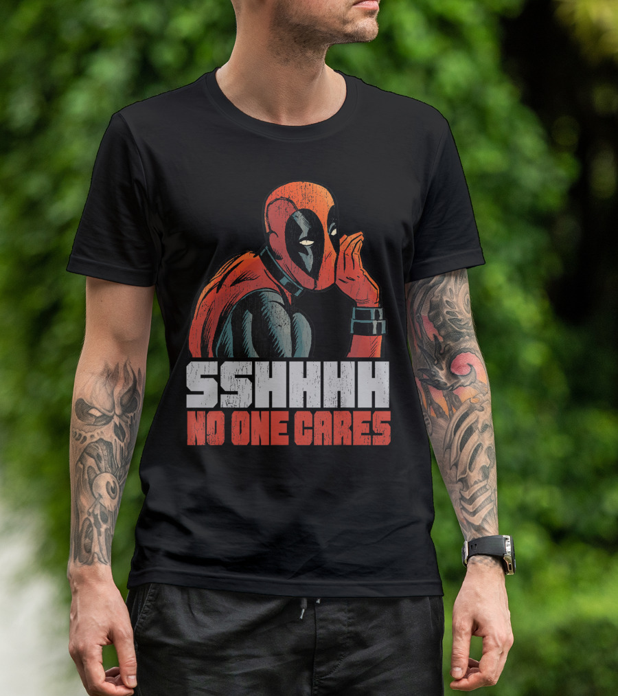 Marvel Deadpool Sshhhh No One Cares Whisper T-Shirt