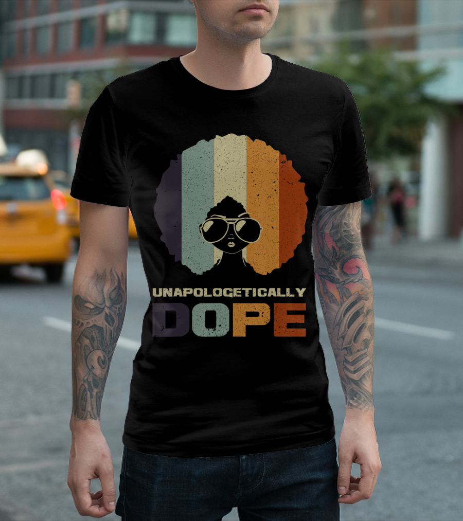 Unapologetically Dope Afro Rainbow Stripes Sunglasses T-Shirt