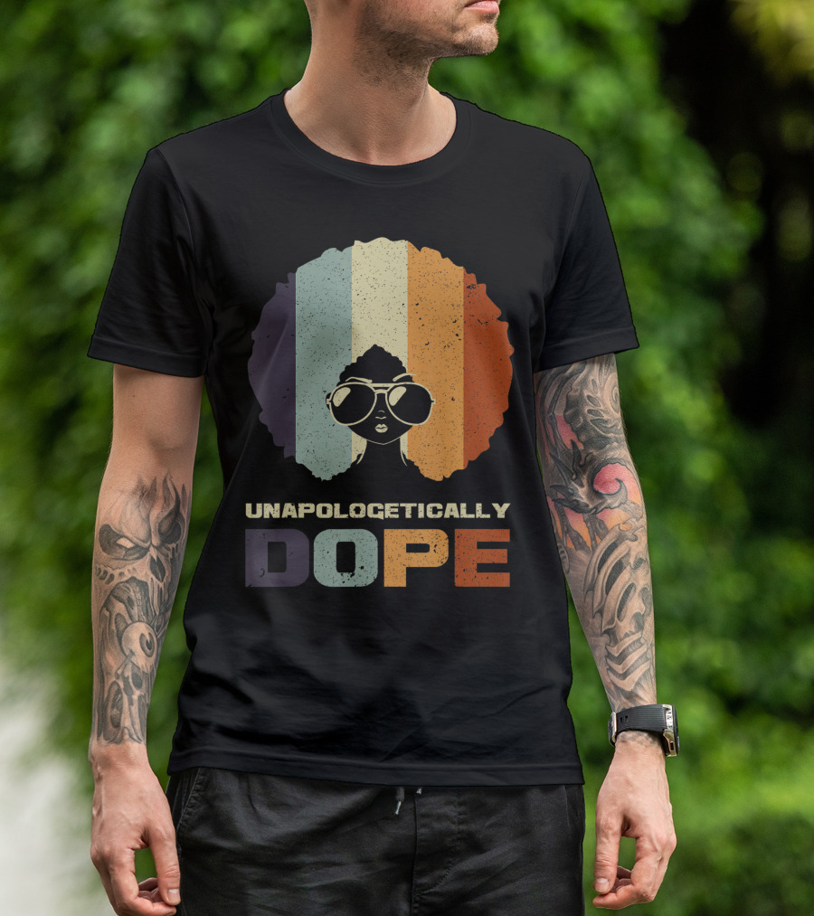 Unapologetically Dope Afro Rainbow Stripes Sunglasses T-Shirt